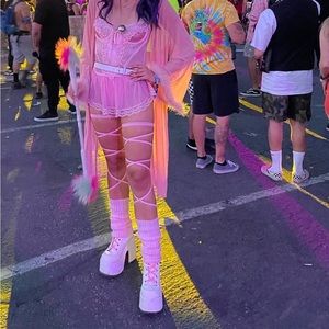 Pink Lacy Teddy Bodysuit